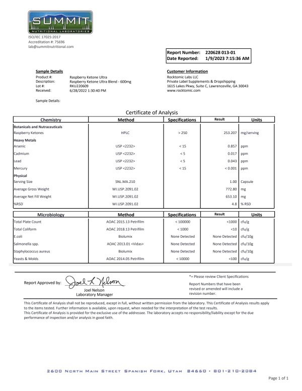 Raspberry Ketone Ultra Blend - 600mg - Image 3